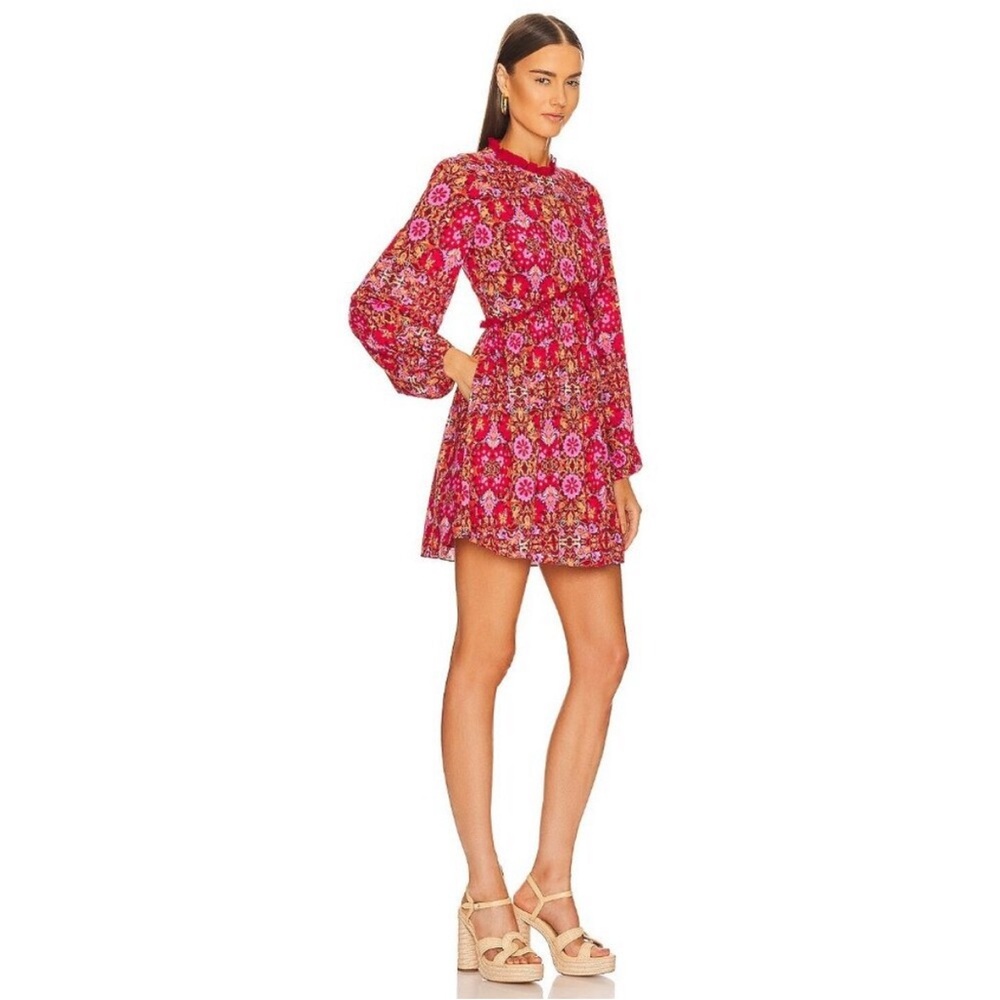 AMUR Codi Floral Long‎ Sleeve Minidress In Rosewood Kaleidoscope Paisley - Picture 2 of 12